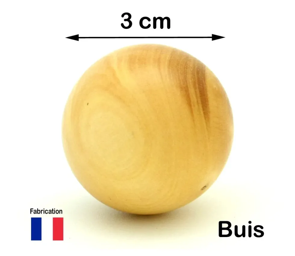 Boule 3 cm en bois - bille buis diamètre 30 mm