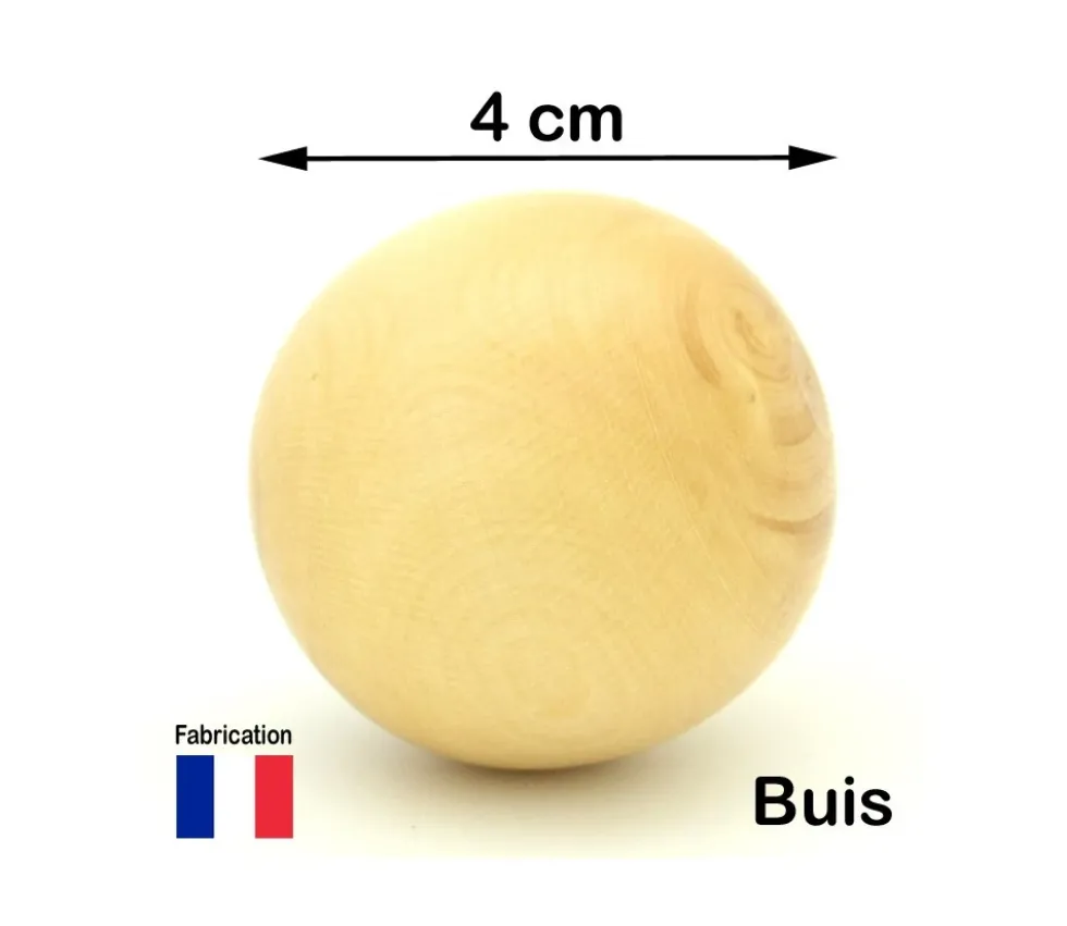 Boule 4 cm en bois - bille buis diamètre 40 mm