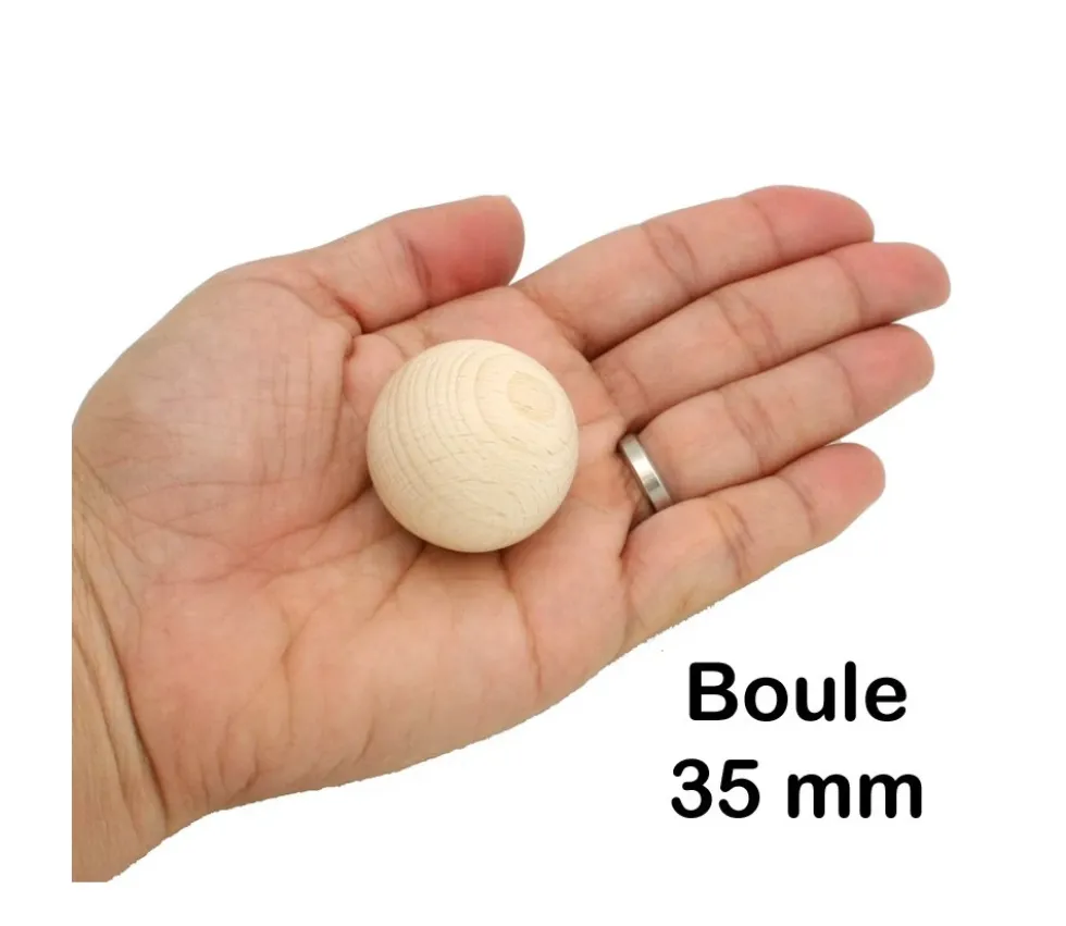 Boule 3.5 cm en bois - bille hêtre diamètre 35 mm
