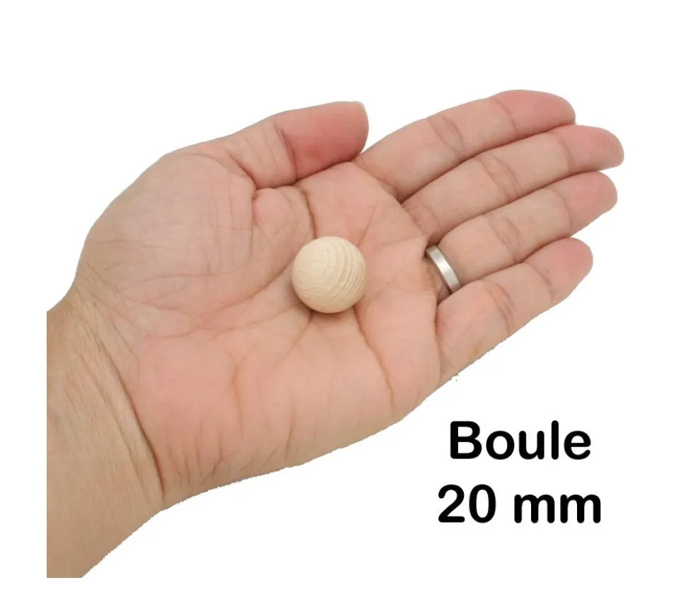 Boule 2 cm en bois - bille hêtre diamètre 20 mm