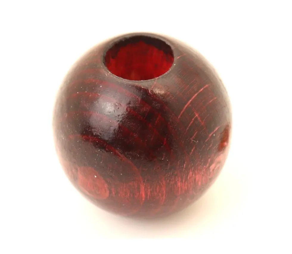 Boule percée 3 cm couleur marron en bois - Perle trouée macramé diamètre 30 mm trou 10 mm