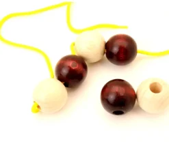Boule percée 3 cm couleur marron en bois - Perle trouée macramé diamètre 30 mm trou 10 mm