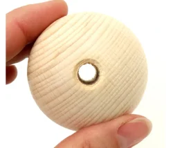 Boule percée 5 cm en bois - grosse perle trou 8 mm