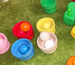 10 boules bois 3 cm multicolores - billes hêtre diamètre 30 mm