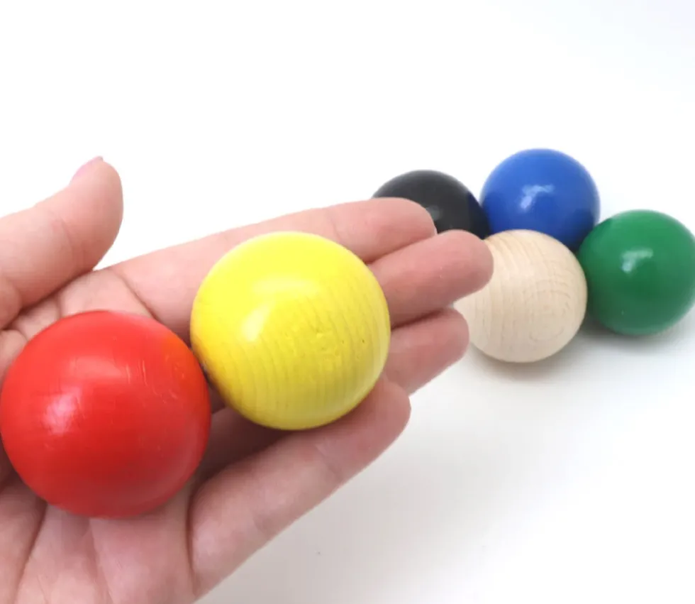 6 boules 4 cm en bois multicolores 6 couleurs pour jeux
