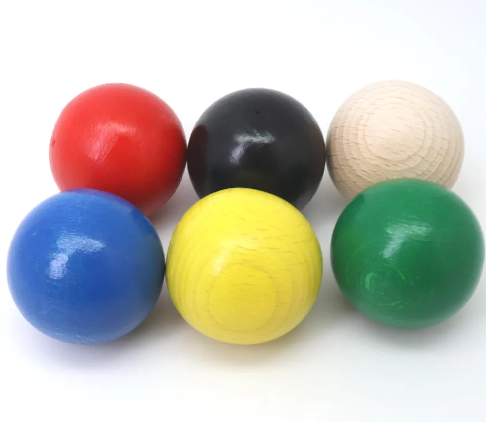 6 boules 4 cm en bois multicolores 6 couleurs pour jeux
