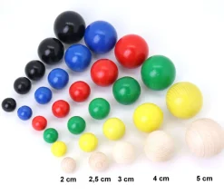 6 boules en bois 2 cm multicolores - 6 couleurs pour jeux 20 mm