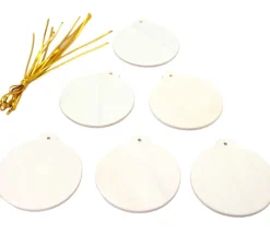 6 boules en bois plates à décorer et suspendre 6 cm