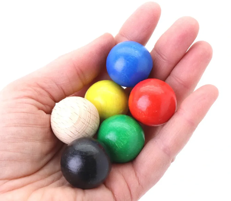 6 boules 25 mm en bois multicolores 6 couleurs pour jeux