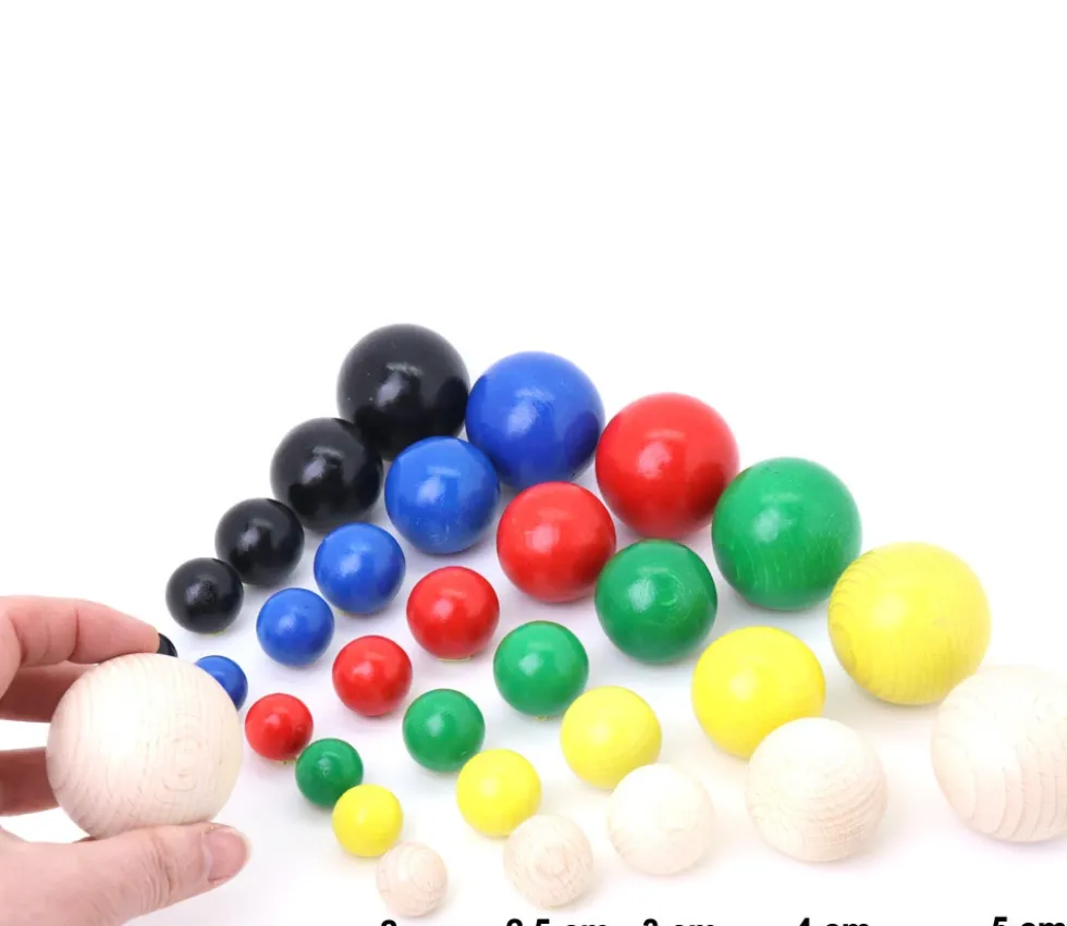 6 boules 25 mm en bois multicolores 6 couleurs pour jeux