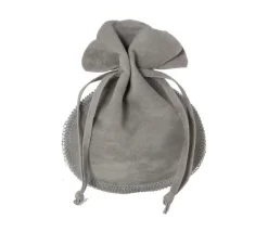 Bourse petit Sac daim gris 10x12 cm