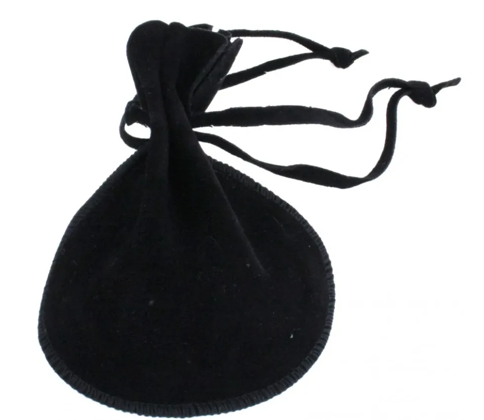 Bourse petit Sac en daim noir 10x12 cm