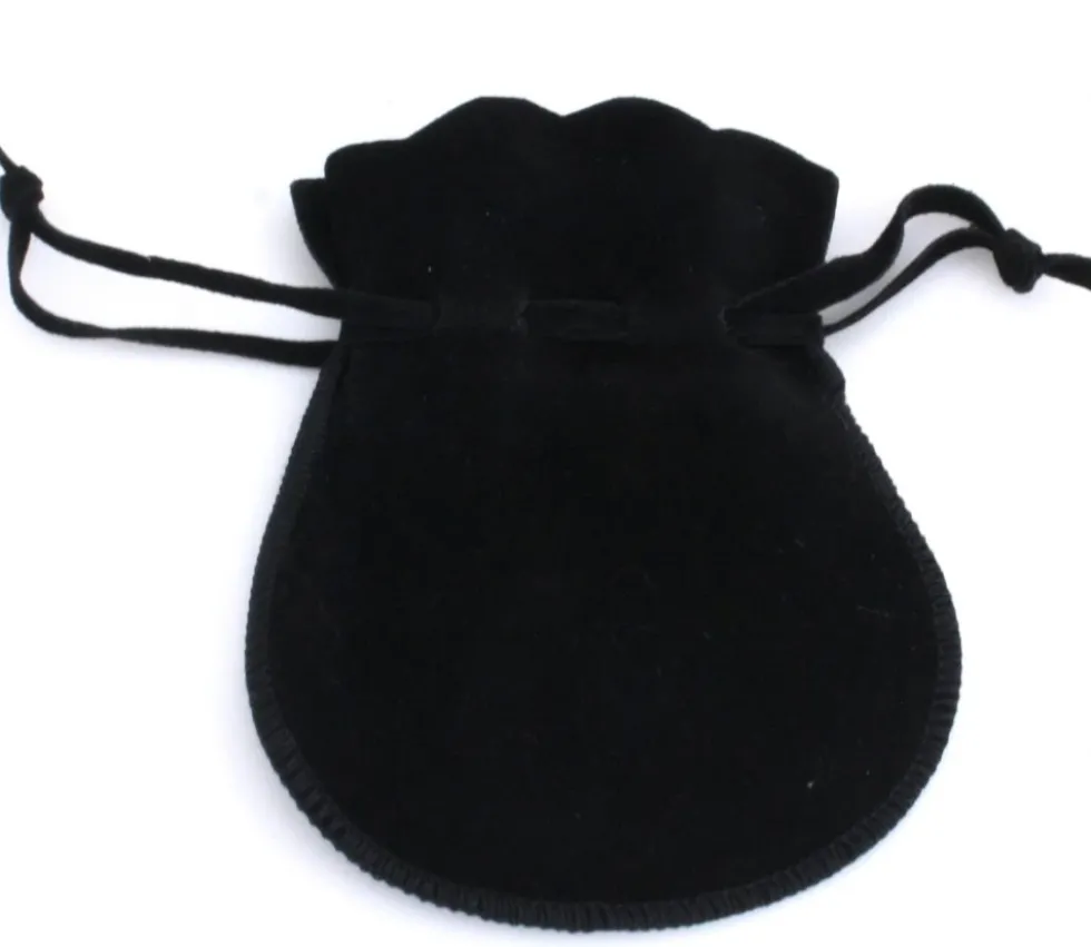Bourse petit Sac en daim noir 10x12 cm