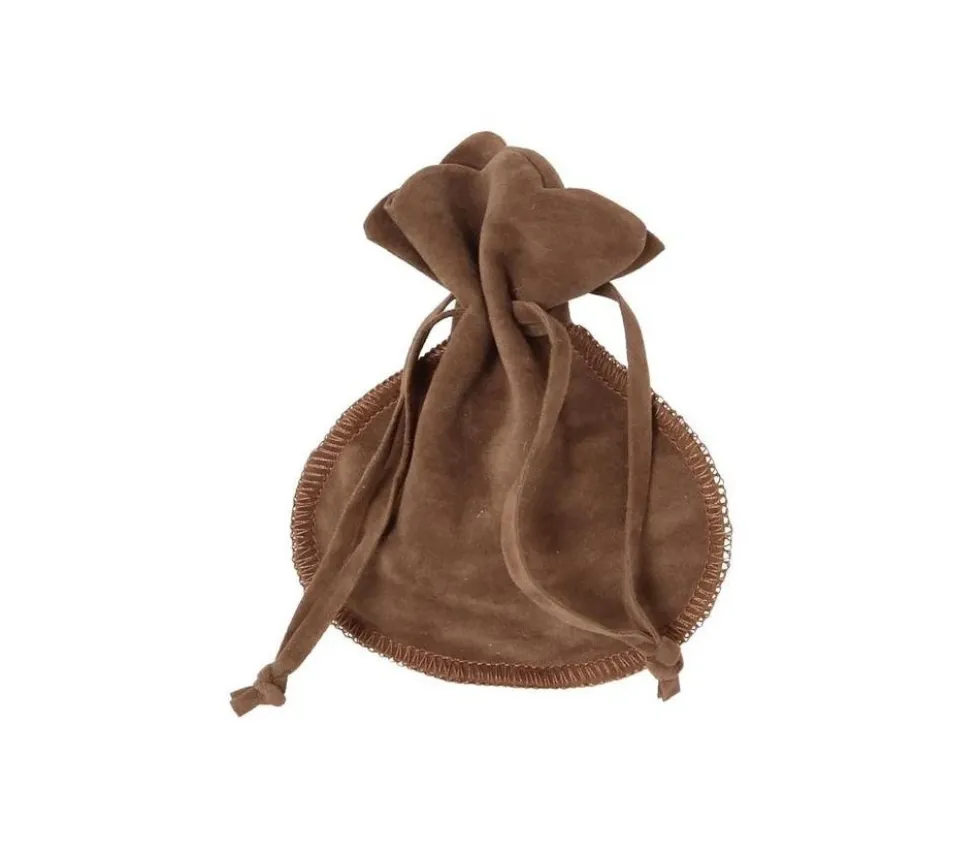Bourse petit Sac marron clair daim 10x12 cm