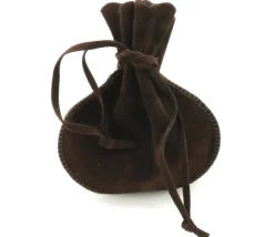 Bourse petit Sac marron foncé daim 10x12 cm