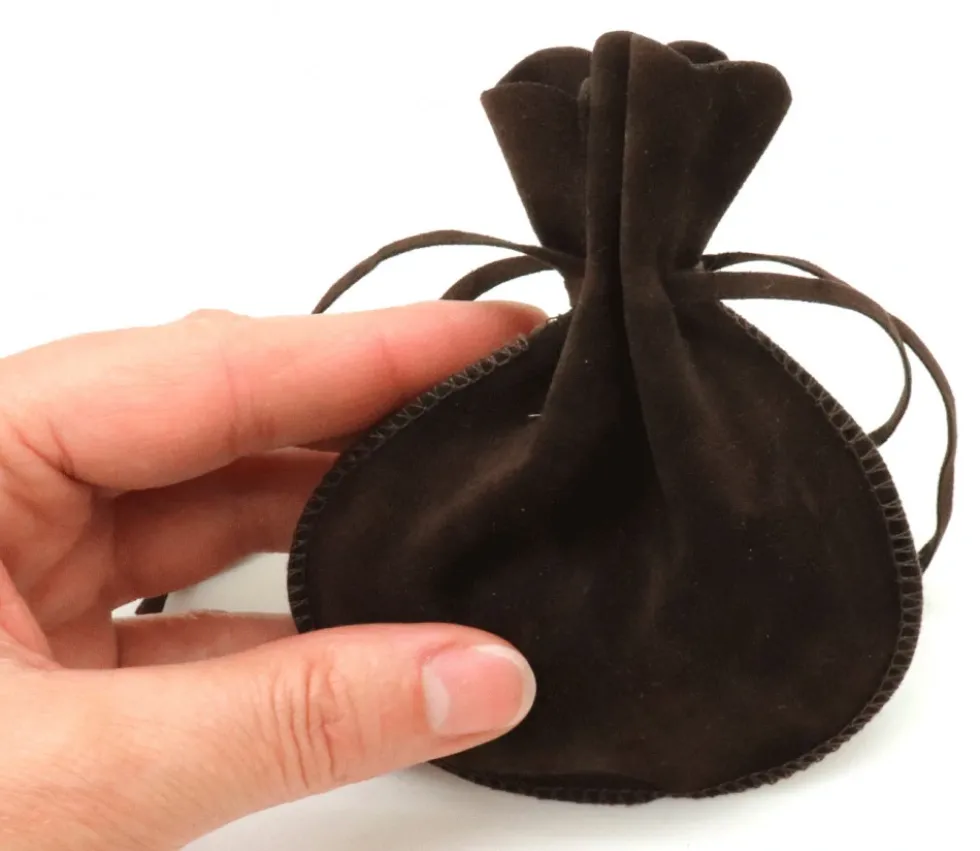 Bourse petit Sac marron foncé daim 10x12 cm