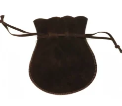Bourse petit Sac marron foncé daim 10x12 cm