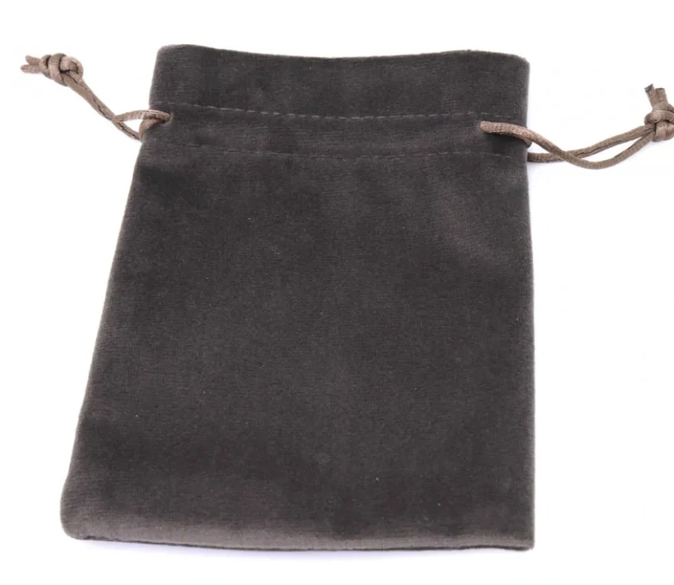 Bourse sac 11 x 15 cm velours ultra épais brun vide