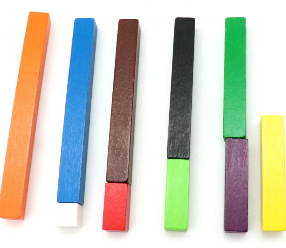 10 bâtonnets colorés bois de 1 à 10 cm - Cuisenaire set élève