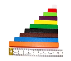 10 bâtonnets colorés bois de 1 à 10 cm - Cuisenaire set élève