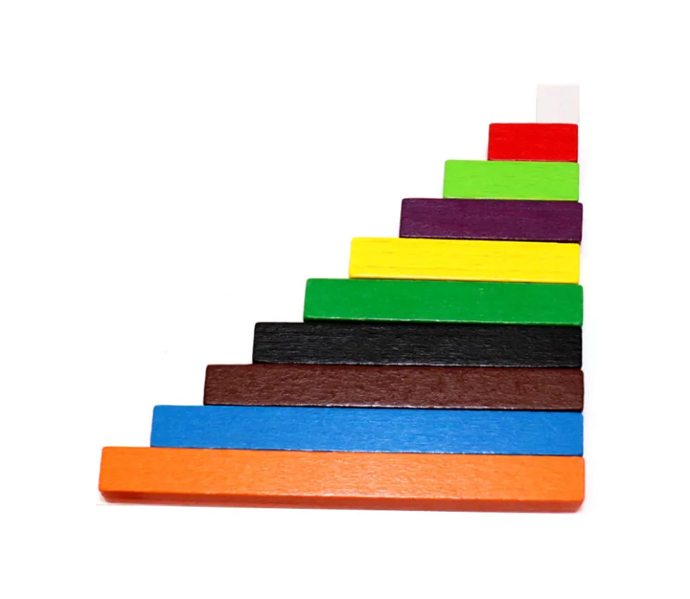 10 bâtonnets colorés bois de 1 à 10 cm - Cuisenaire set élève
