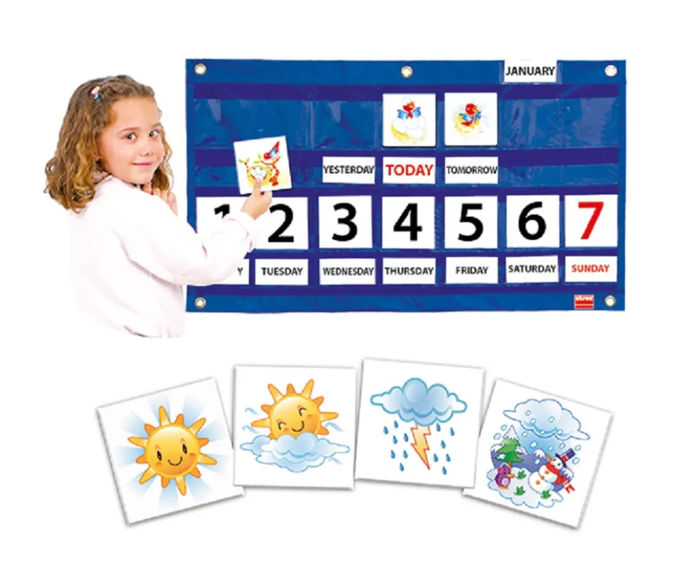 Calendrier hebdomadaire mural avec pochettes 78 x 43 cm