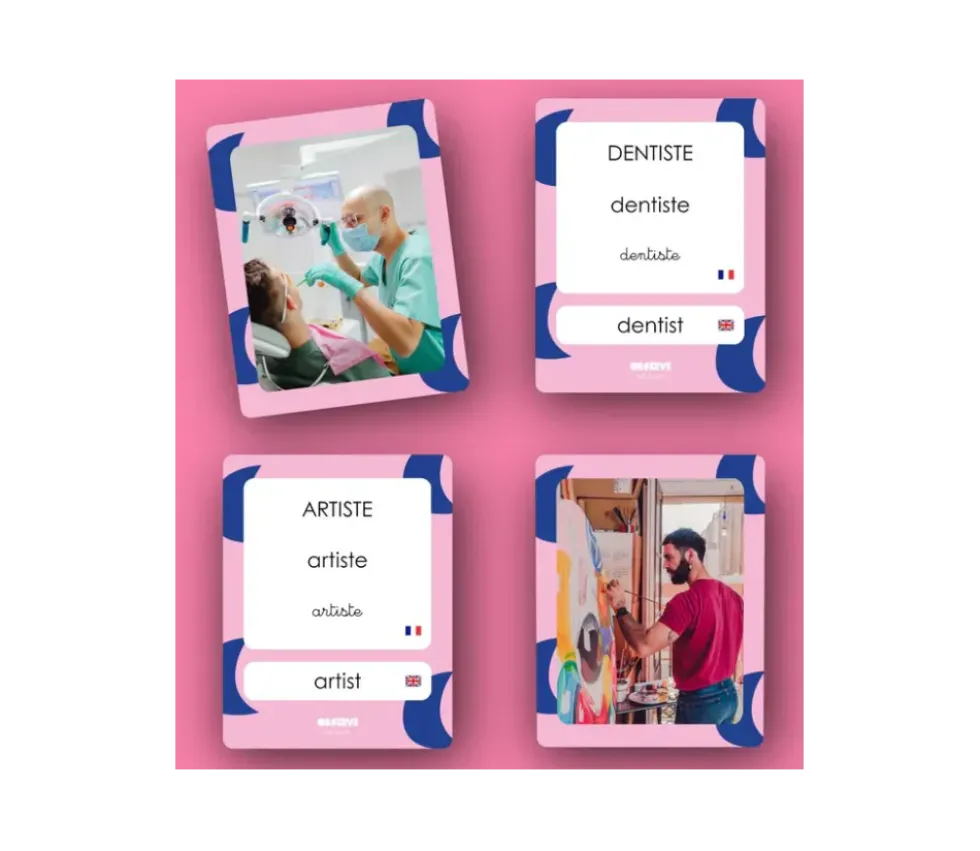 Cartes Flash - Matériel de vocabulaire, lecture et écriture - MÉTIERS