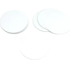 54 cartes rondes 90 mm blanches à personnaliser