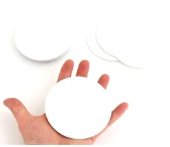 54 cartes rondes 90 mm blanches à personnaliser