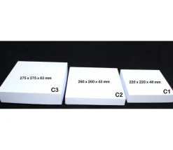 C2C Boite carré avec cale - 260 x 260 x 43 mm - blanc avec sabot intérieur