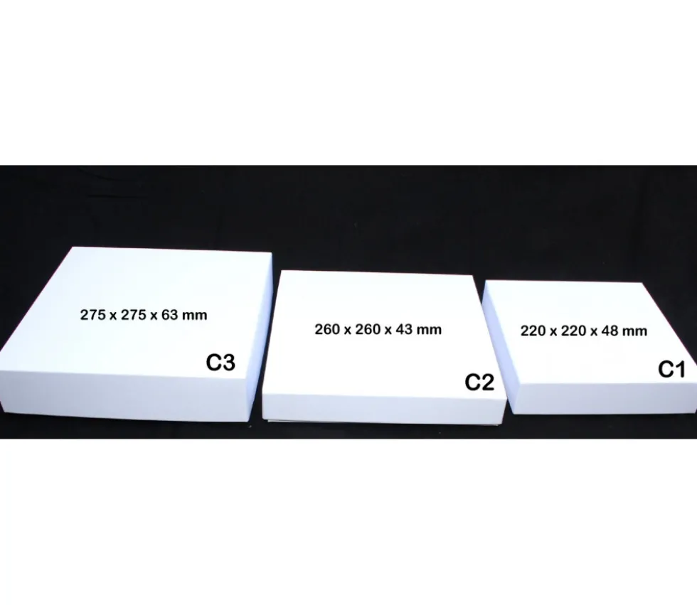 C1C Boite jeu carré avec cale 220 x 220 x 48 mm blanche à personnaliser