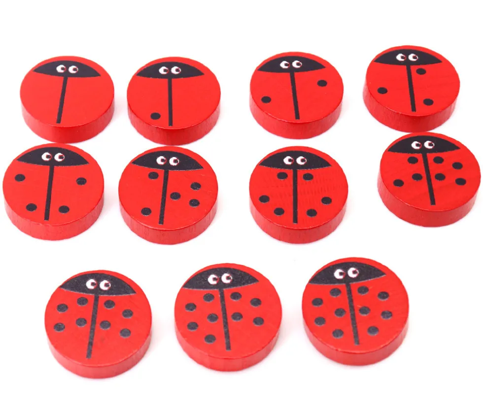 11 coccinelles 0 à 10 en bois pour compter