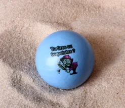 Cochonnet FUN "tu tires ou tu pointes" hêtre 3 cm bleu