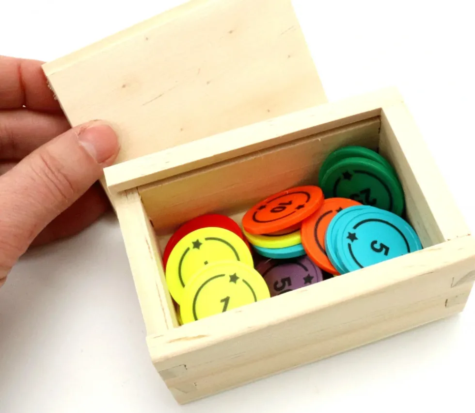Coffret bois avec glissière 10 x 7 x 4 cm pour accessoires jeux