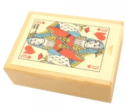 Coffret bois belote 10.5 x 7.6 x 3.4 cm avec jeu cartes sans jetons