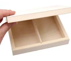 Coffret bois cartes (2 compartiments) 155 x 120 x 35 mm