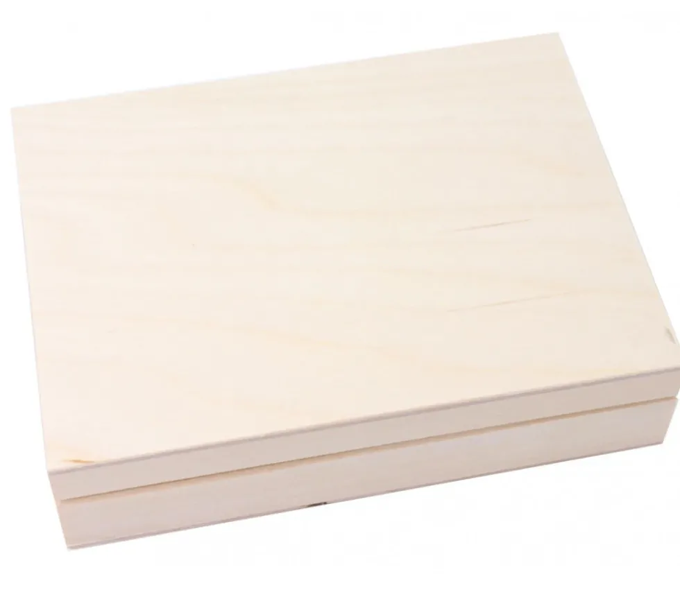 Coffret bois cartes (2 compartiments) 155 x 120 x 35 mm