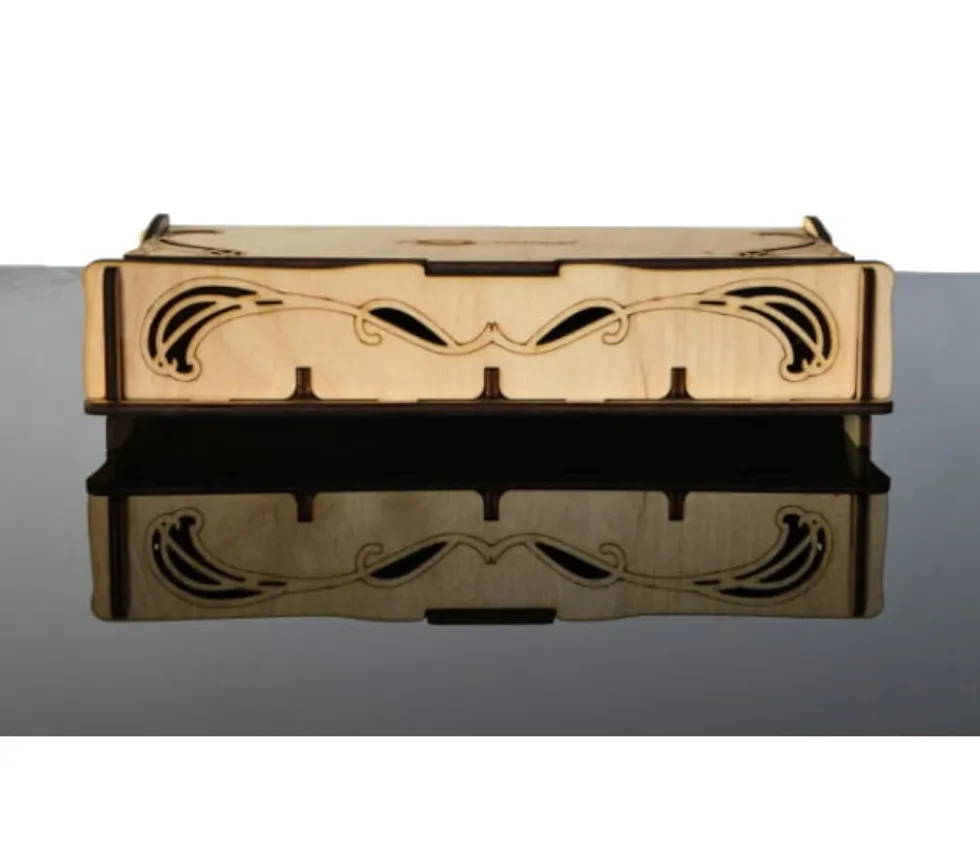 Coffret bois 4 compartiments 24.5 x 12.5 x 6 cm Elven