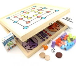 Coffret bois 100 jeux de société junior classiques