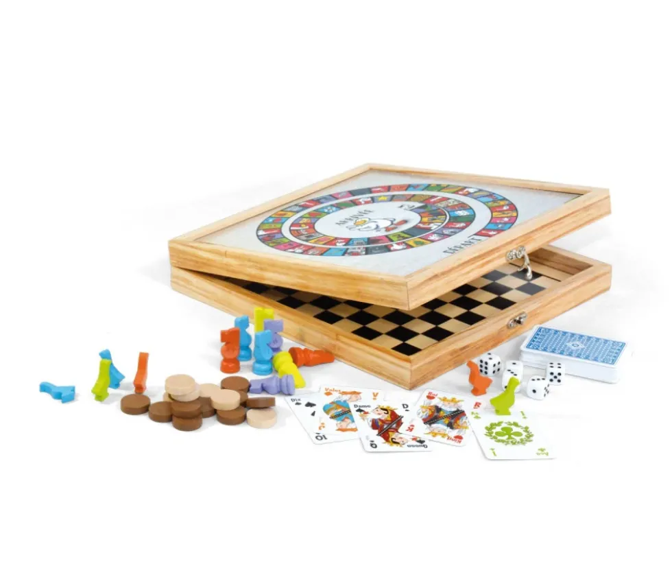 Coffret bois 100 jeux de société junior classiques