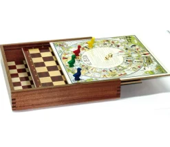 Coffret bois 5 jeux vintage traditionnels