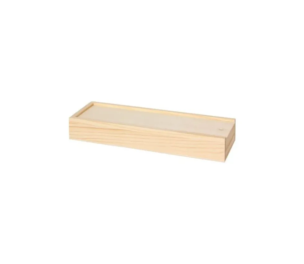 Coffret bois M+ long glissière 26.5 x 10.5 x 7 cm