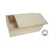 Coffret bois naturel 12x6.6x3.3 cm pour cartes tarot, billes, mini jeux. couvercle glissière