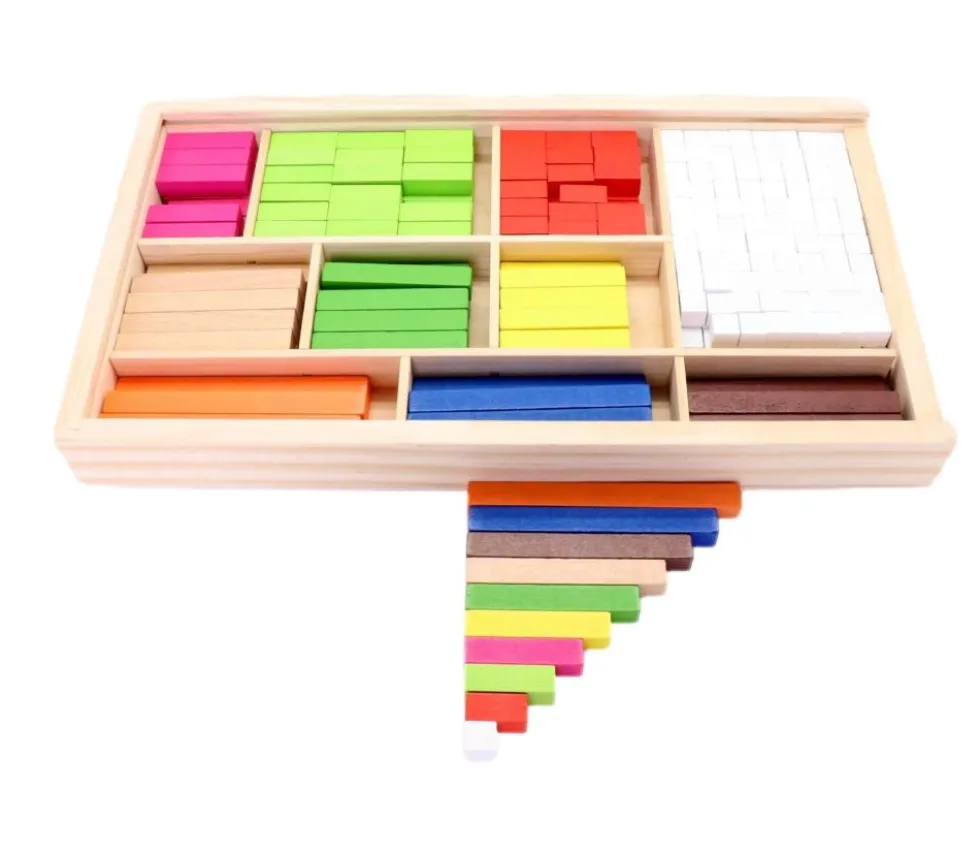 Coffret 308 cubes et batonnets bois calcul et jeux - complément 10 - cuisenaire