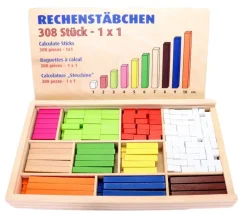Coffret 308 cubes et batonnets bois calcul et jeux - complément 10 - cuisenaire