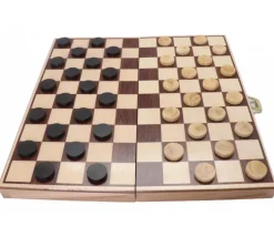 Coffret Jeu de dames bois plateau 30 cm pliable + 40 pions - fabrication France