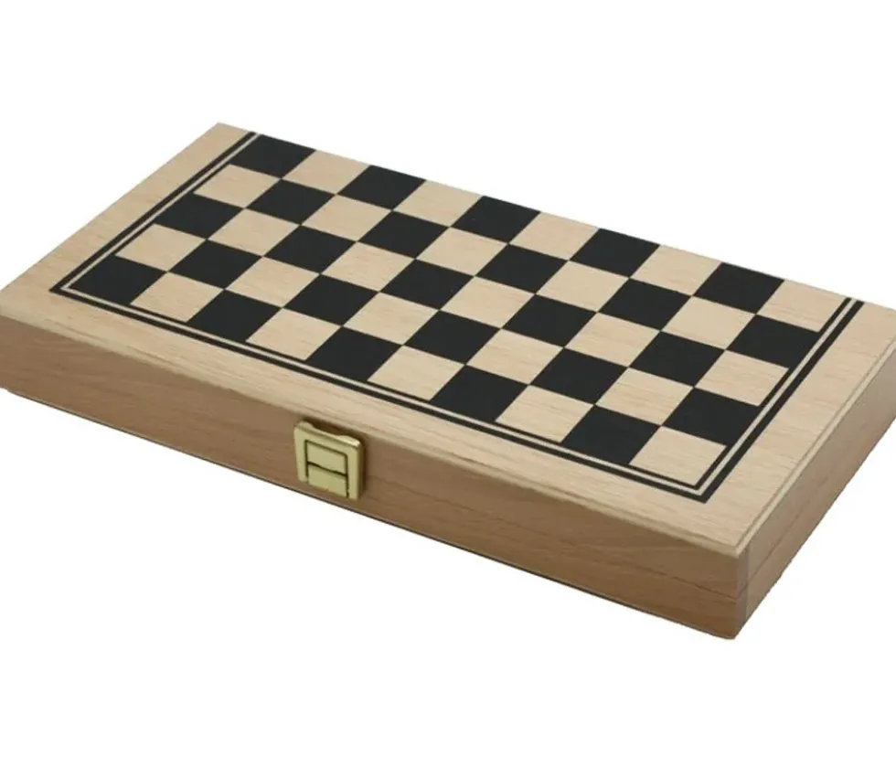 Coffret Jeu de dames bois plateau 30 cm pliable + 40 pions - fabrication France