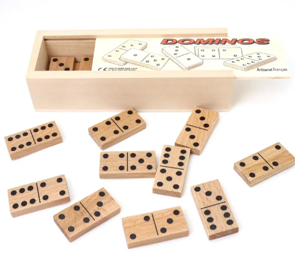 Coffret jeu petits dominos bois 5 x 2.5 cm - fabriqué en France