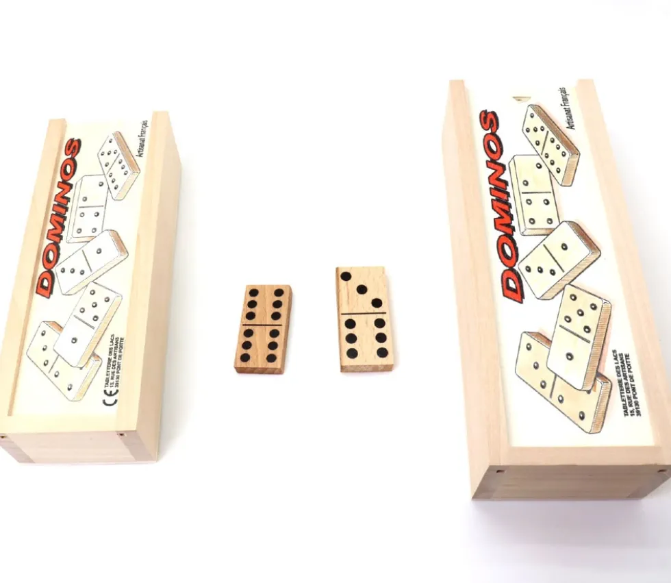 Coffret jeu petits dominos bois 5 x 2.5 cm - fabriqué en France