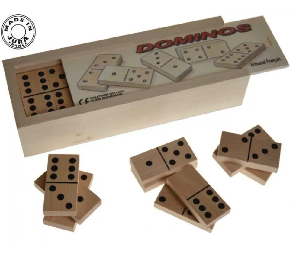 Coffret jeu petits dominos bois 5 x 2.5 cm - fabriqué en France